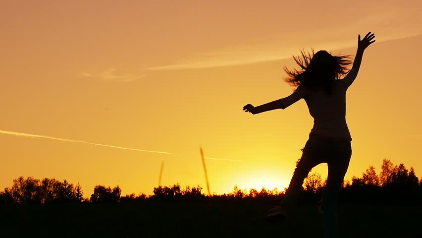 Girls enjoy nature running, jumping, dancing in fields on sunset. Slow motion. | Shutterstock HD Video #11336210