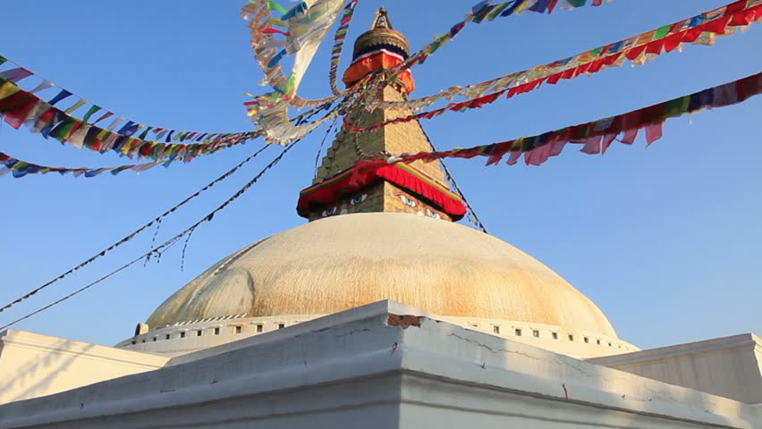 Boudhanath Stupa, Buddhist temple on the outskirts of Kathmandu in Nepal. 