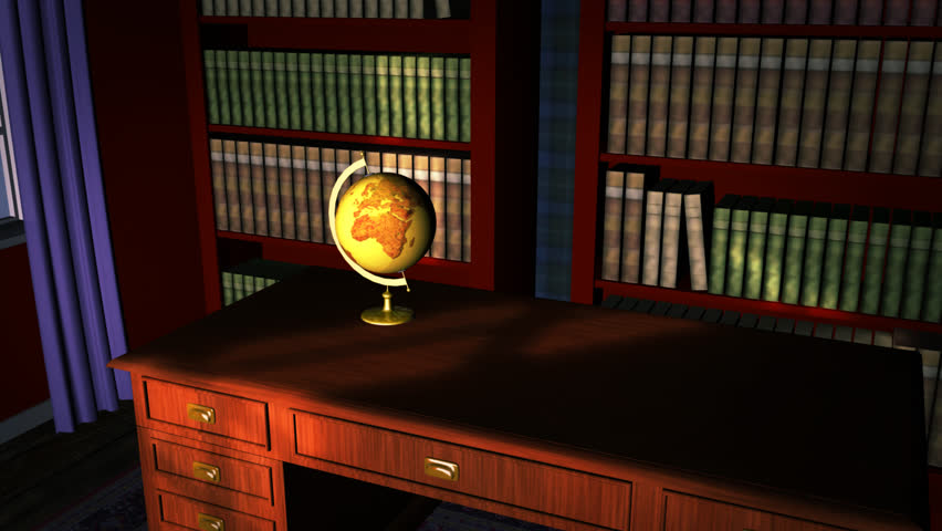 Classic library with old globe