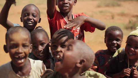 KENYA - CIRCA JULY 2013 - Cute African children smile and play, Samburu, Kenya, Africa