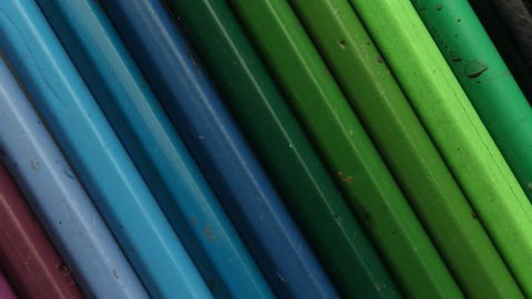 Creative color pencils on backgrounds - stop motion animation
