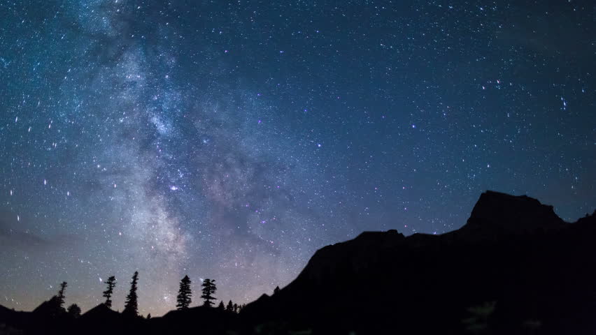 Milky Way at mountain  with trees silhouette