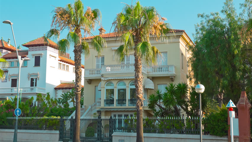 Typical Spanish house establishing shot, 4k Salou in Spain, Europe