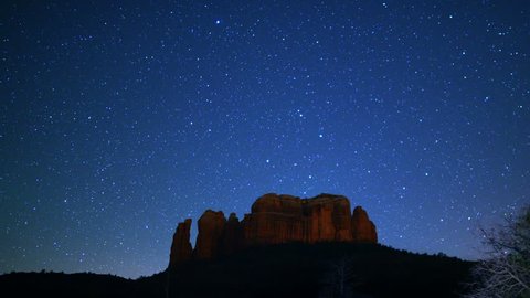 Sedona Milky Way 07 Dolly R Cathedral Rock Time Lapse Stars