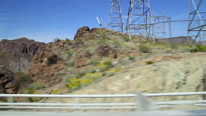 Driving past the Hoover Dam.