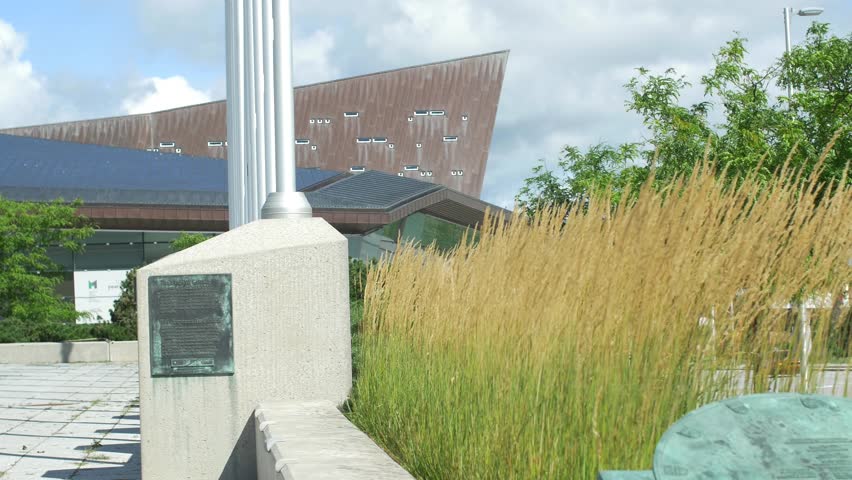 Canada War museum Ottawa beautiful summer day -  pan shot