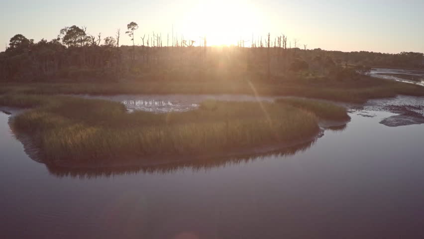 Aerial Landscape Footage Over Inner Coastal Waters