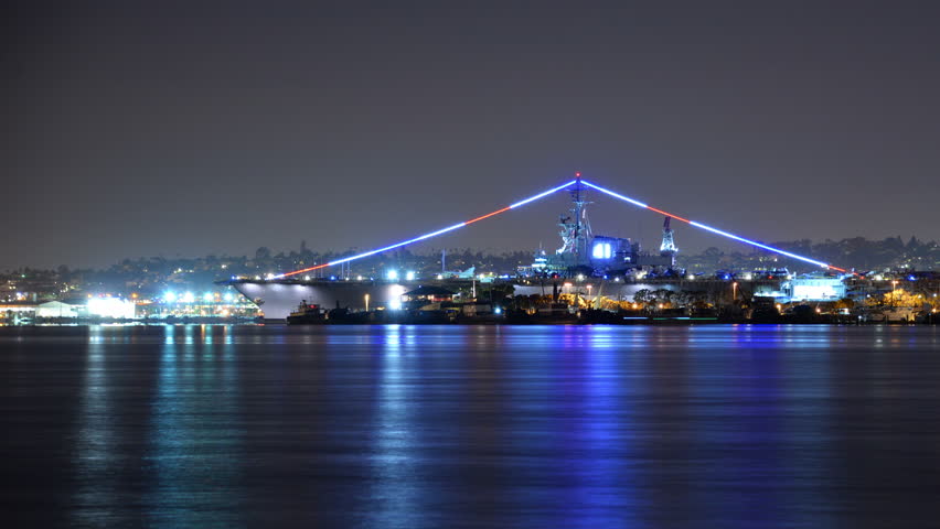 San Diego Skyline 24 Time Lapse Battleship USS Midway