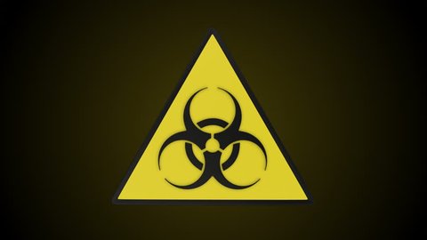 Rotating triangular biohazard sign. Loop ready animation with mask included.