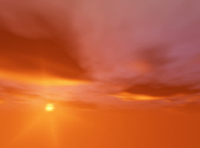 Sunset with moving clouds seamless looping