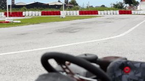 Racing go karts ; Race with the Go Karts vehicles on the race track,video clip