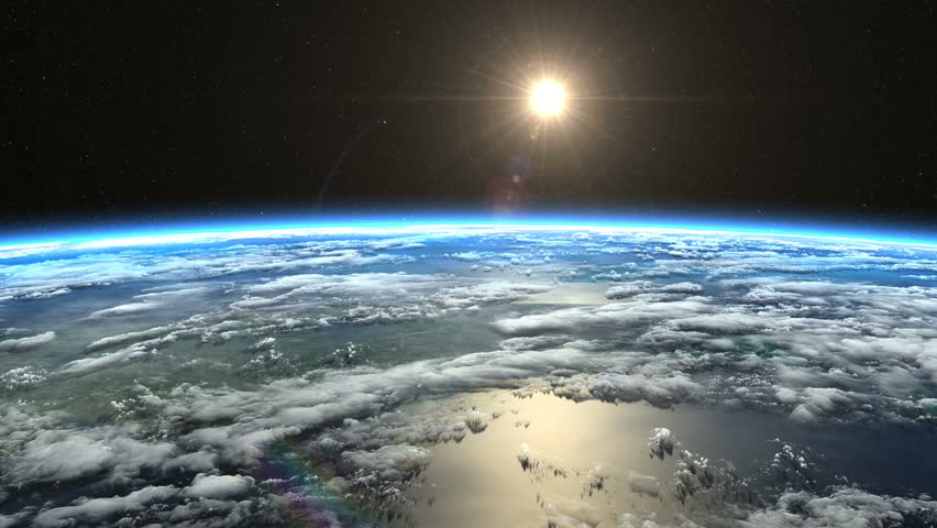 Beautiful slow sunrise from Earth orbit. View from ISS. Clip contains earth, sunrise, space, sun, awaken, clouds, water, sunset, planet, globe. Images from NASA.