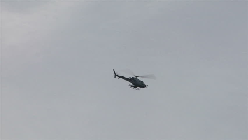 Helicopter flying above