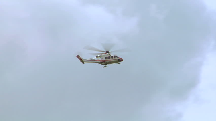 Helicopter flying above