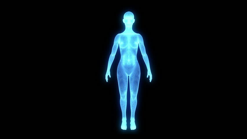 Hologram Wireframe Female Human Medicine Stock Footage Video (100%