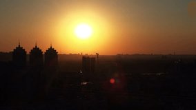 4K Time Lapse of Beautiful Sunset Under the City. Ultra HD 3840x2160 Video Clip