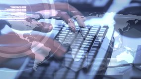 Digital animation of geographical interface over hands typing - Powered by Shutterstock - Get 15% off with code: PIKWIZARD15