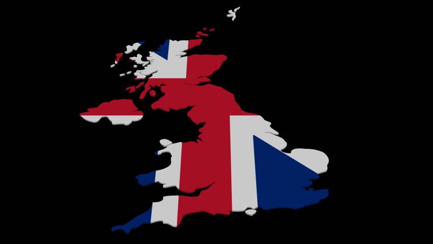 UK map flag with many abstract people animation