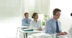 Video of business team working in call center