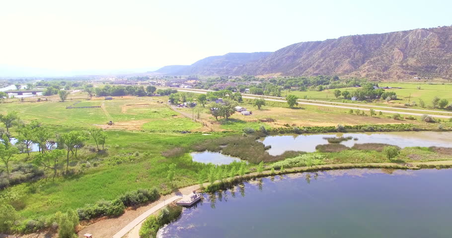 Aerial view of rest area near Colorado River at Rifle, Colorado.