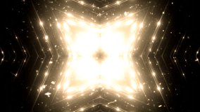 VJ Fractal golden kaleidoscopic background. UHD 4k 4096. Abstract motion background in brown colors, shining lights, energy waves and sparkling particles. Seamless loop. 