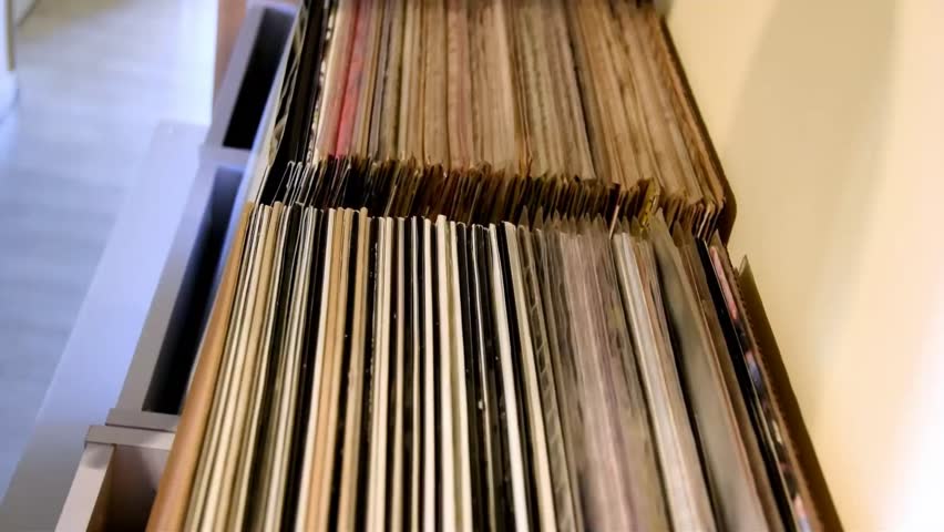crate digging through racks vinyl records Stock Footage Video (100% ...