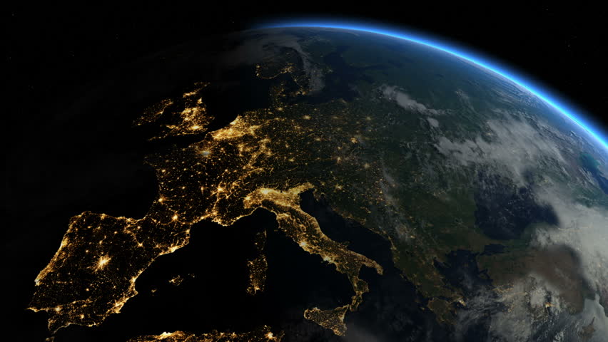 night over europe european states space Stock Footage Video (100% ...