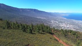 Aerial footage of Guimar area in southTenerife Island, Canary island, Spain.