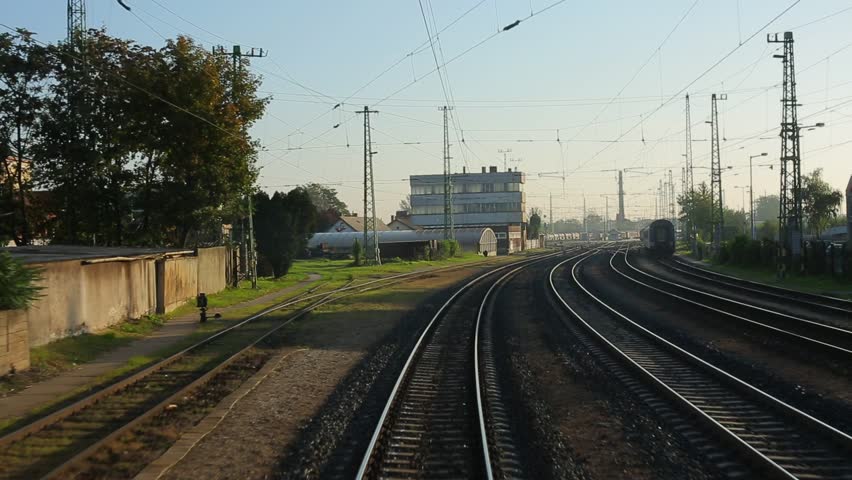 Train journey viewed from the back