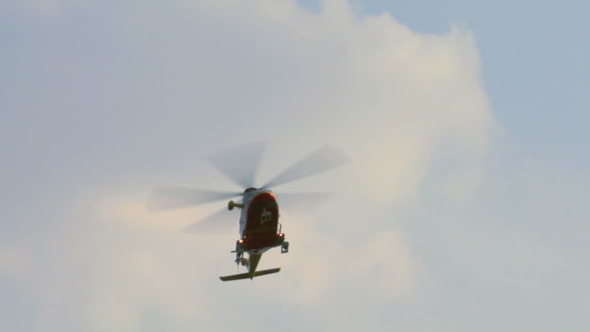 Medical helicopter flying above