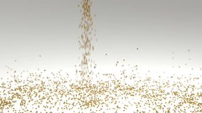 Super Slow Motion Mustard Seeds Falling on White Background