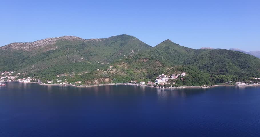 Panoramic aerial view on Kotor Bay, Kamenari, Montenegro