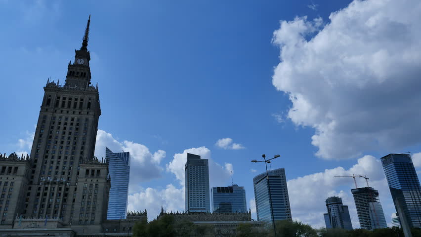Clouds over the center of Warsaw - timelapse