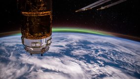 ISS Planet Earth seen from the International Space Station with Aurora Borealis over the earth, Time Lapse 4K. Images courtesy of NASA Johnson Space Center : http://eol.jsc.nasa.gov