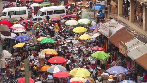 Idumota Nigeria, December 2014: Women selling wide shot, Lagos Markect 