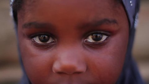 Zaria Nigeria, December 2014: Extreme close up African Muslim girl
