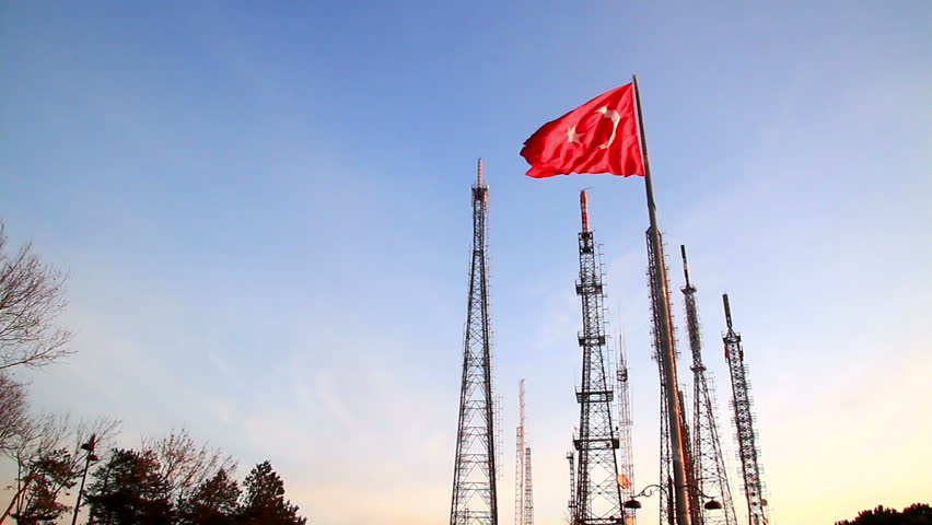 Turkish Flag on the hill at Camlica, Istanbul 