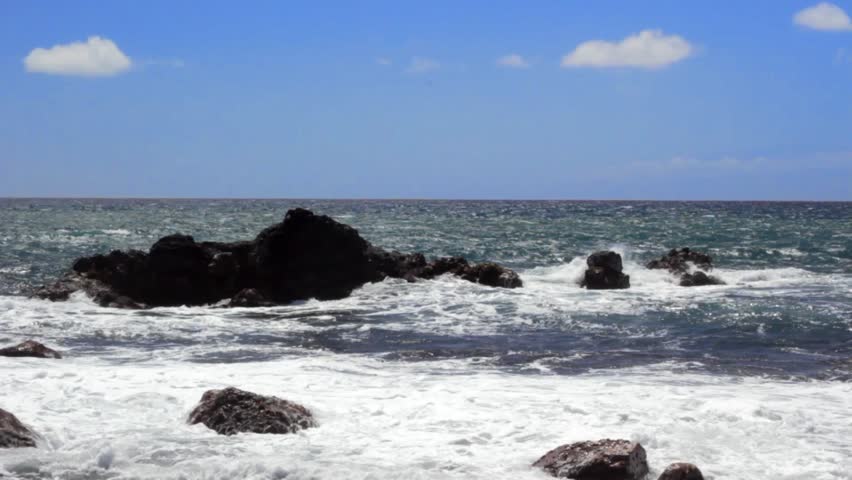 Ocean shoreline on Maui, Hawaii