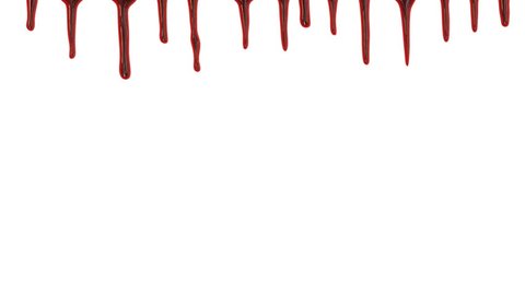 Blood dripping down over white background