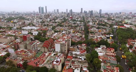 Aerial view of Mexico City and Reforma Skyline Stock Video
