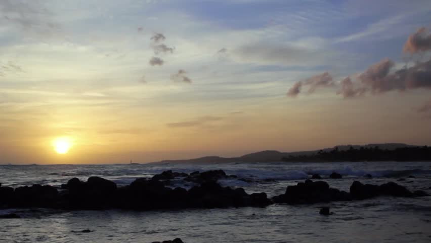 A beautiful sunset on the tropical island of Kauai, Hawaii