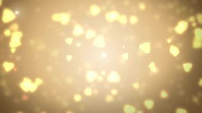 Gold abstract lights bokeh background. Moving gloss particles background loop. Slow motion. Soft beautiful backgrounds. 