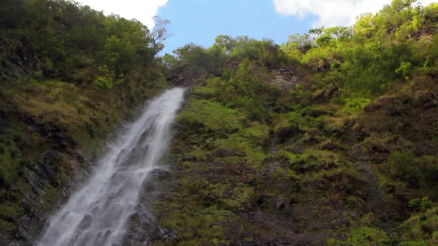 A waterfall on a tropical island