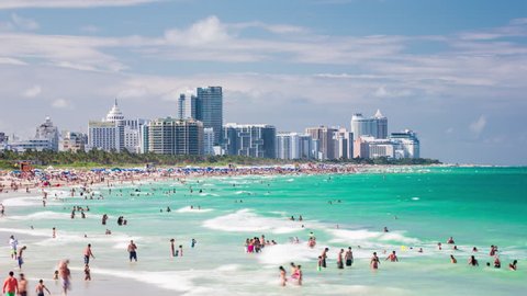South Beach, Miami Beach, Gold Coast - CIRCA 2015 - Miami, Florida, USA - timelapse