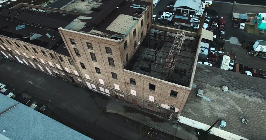 Flying over abandoned factory/warehouse