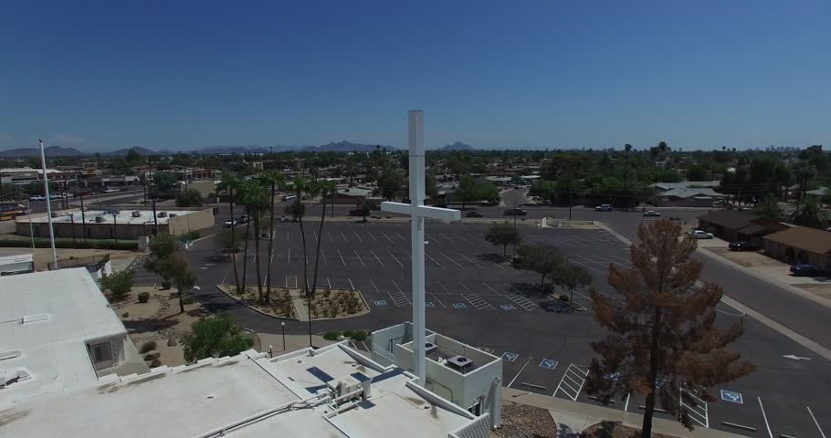 Church Cross fly over