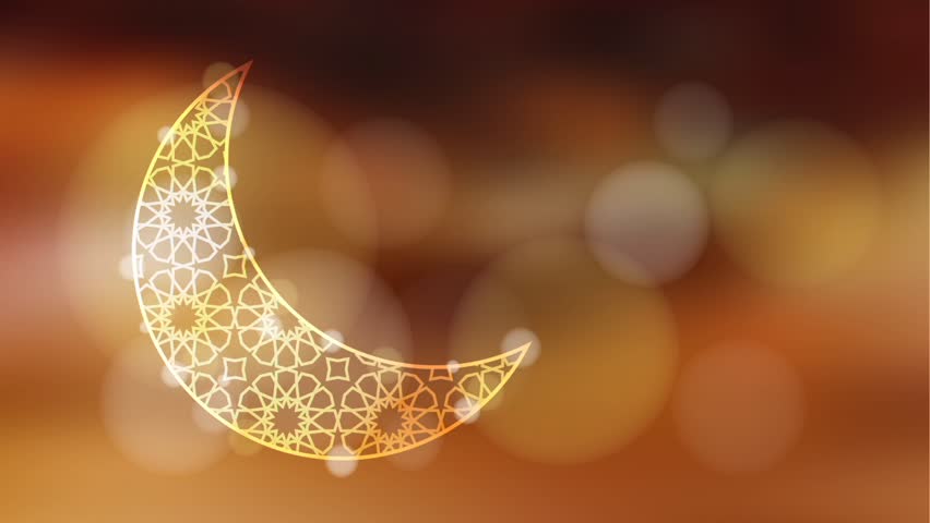Glittering ornamental moon with bokeh effect, loopable Ramadan graphic animation Royalty-Free Stock Footage #11599808