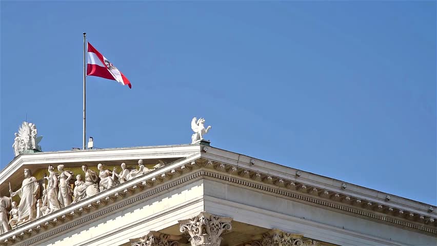 Austria Flag On Parliament Building