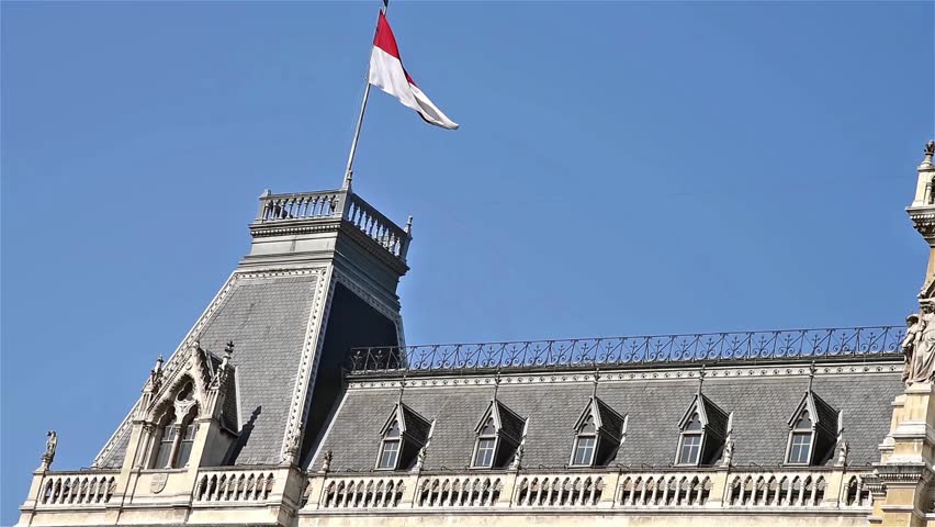 Austria Flag On Blue Sky