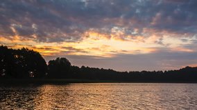 Beautiful lake sunrise. Full HD RAW video